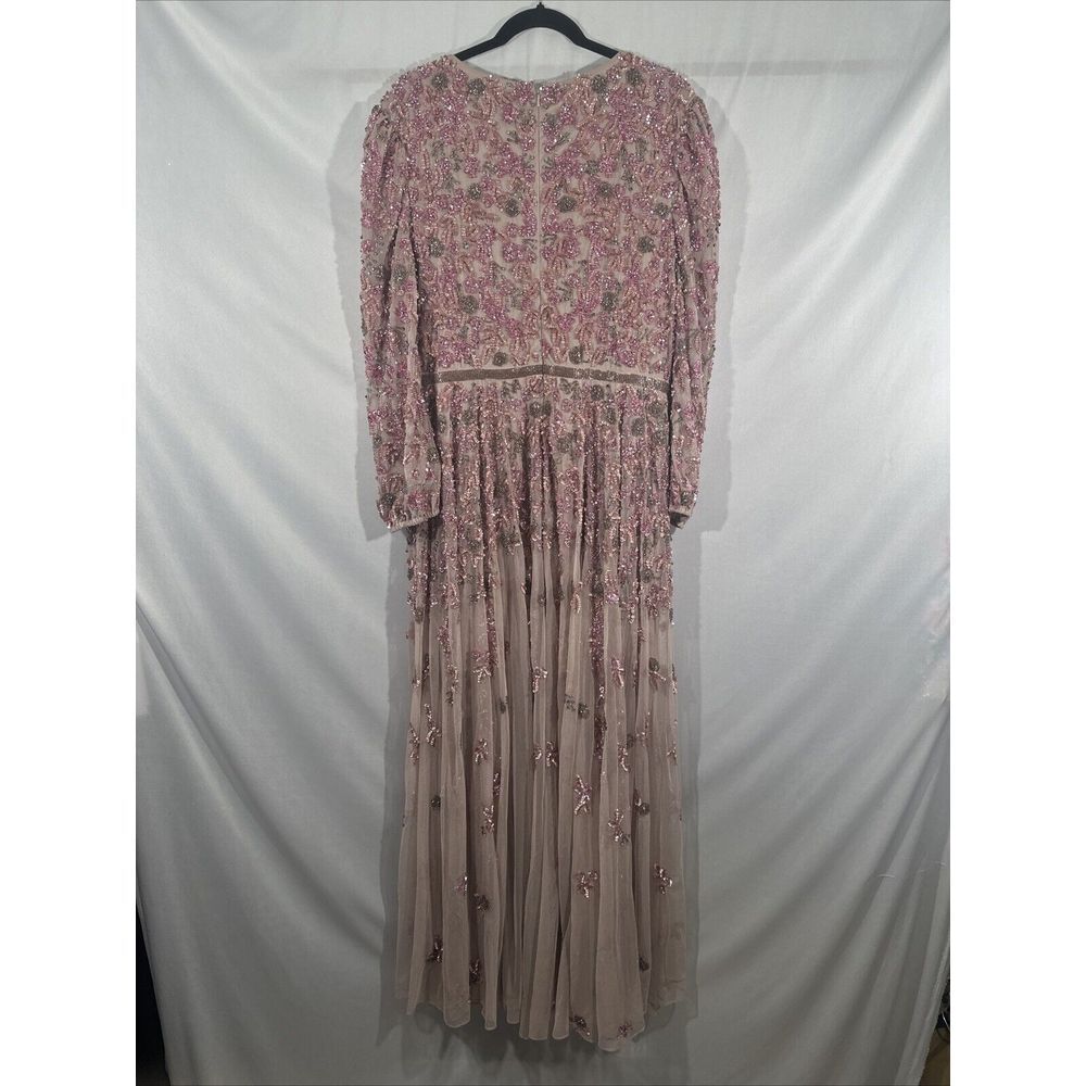NWT Mac Duggal [ 12 ] 5497 Embellished V Neck 3/4 Sleeve A Line Gown Rose #Q1013 - Picture 13 of 16